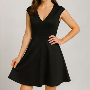 Love…Ady Black Textured Fit & Flare Dress | Size Small Elegant Cocktail Party
